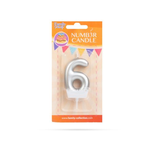 Számgyertya Ezüst - 6 x 3 cm - 6