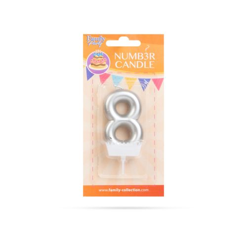 Számgyertya Ezüst - 6 x 3 cm - 8