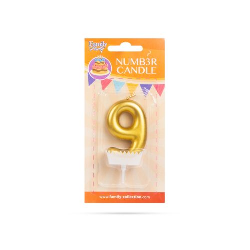 Számgyertya Arany - 6 x 3 cm - 9