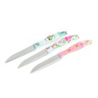 Konyhai kés készlet - 15 cm - virág mintás - 3 db