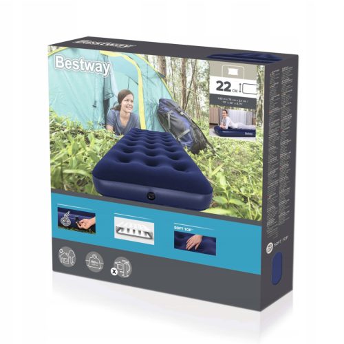 Bestway Felfújható Matrac - Egyszemélyes - Velúr - Kék - 185 x 76 x 22 cm