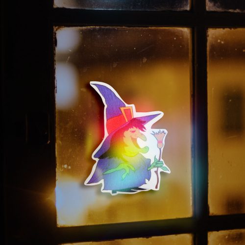 Halloween RGB LED dekor - boszorkány - öntapadós