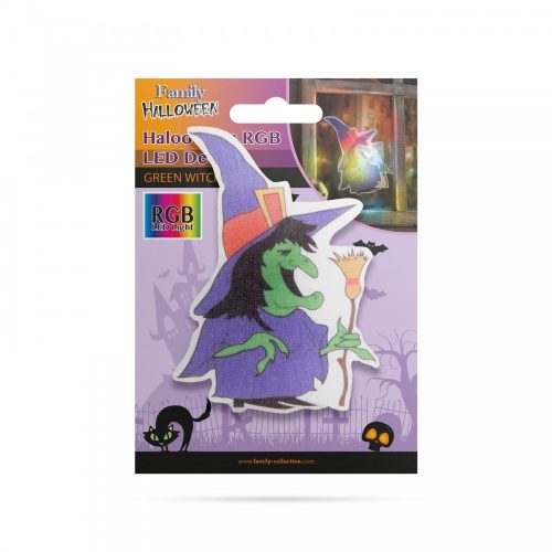 Halloween RGB LED dekor - boszorkány - öntapadós