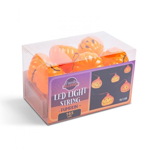 Halloween fényfüzér - tök - 12 LED - 2 x AA - 2 m