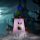 Halloween LED-es szellem dekoráció - rózsaszín - 10 színes LED - akasztható - 75 × 35 cm