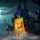 Halloween LED-es szellem dekoráció - sárga - 10 színes LED - akasztható - 75 × 35 cm