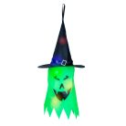 Halloween LED-es szellem dekoráció - zöld - 10 színes LED - akasztható - 75 × 35 cm