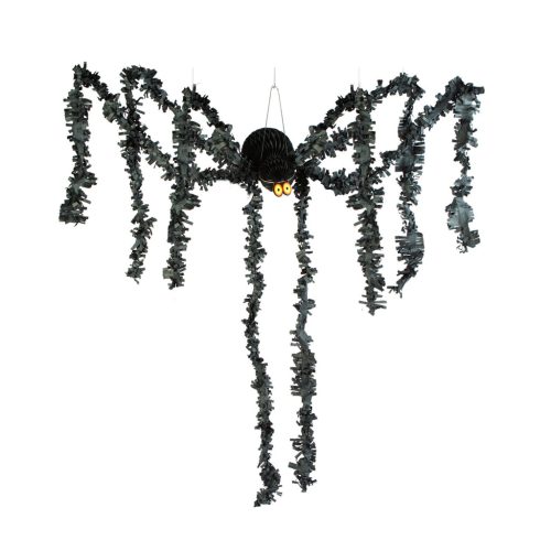Halloween pók dekoráció - fekete - papír - 75 × 13 cm