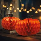 Halloween tök lampion - papír - 25/30 cm - 2 db