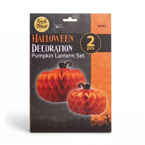 Halloween tök lampion - papír - 25/30 cm - 2 db