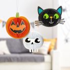 Halloween lampion szett - tök, macska, koponya - papír - 20 cm - 3 db