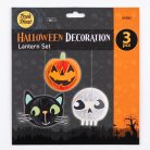 Halloween lampion szett - tök, macska, koponya - papír - 20 cm - 3 db
