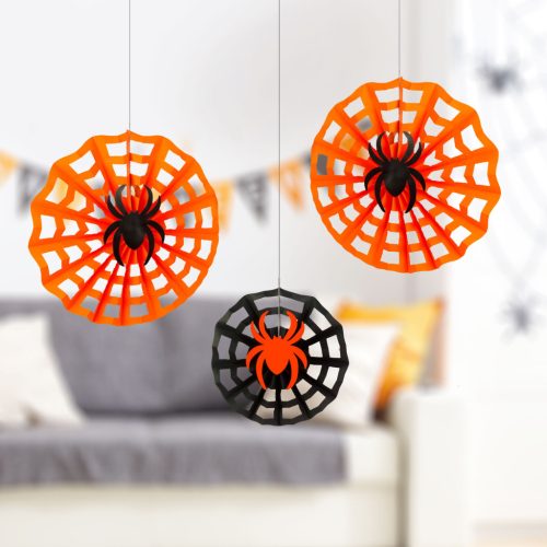Halloween pókháló dekoráció szett - papír - 30/40 cm - 3 db