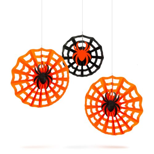 Halloween pókháló dekoráció szett - papír - 30/40 cm - 3 db
