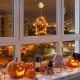 Halloween világító szellem dekoráció - tapadókorongos - 12 LED - 20 × 18,5 cm - 3 × AAA