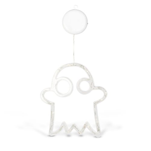 Halloween világító szellem dekoráció - tapadókorongos - 12 LED - 20 × 18,5 cm - 3 × AAA