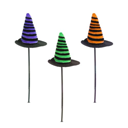 Halloween boszorkánykalap dekoráció - leszúrható - 20 × 7 cm - 3 db