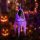 Halloween LED-es szellem dekoráció - lila - 10 színes LED - akasztható - 75 × 20 cm