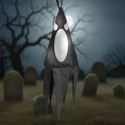 Halloween LED-es szellem dekoráció - fekete - 10 színes LED - akasztható - 75 × 20 cm