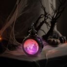 Halloween világító kastély dekoráció - felakasztható - LED - 8,5 × 13,5 cm