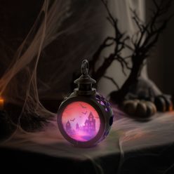   Halloween világító kastély dekoráció - felakasztható - LED - 8,5 × 13,5 cm