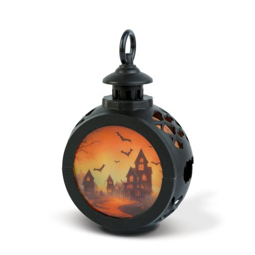 Halloween világító kastély dekoráció - felakasztható - LED - 8,5 × 13,5 cm