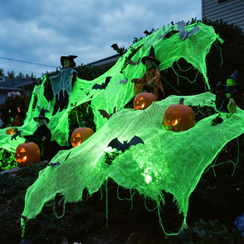 Halloween foszforeszkáló textil dekoráció - 180 × 76 cm