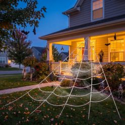  Halloween pókháló - 5 × 4,8 m - fehér zsenília - 5 db leszúróval