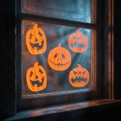   Halloween 3D gél ablakdekoráció - tök - 30 × 30 cm - 9 db
