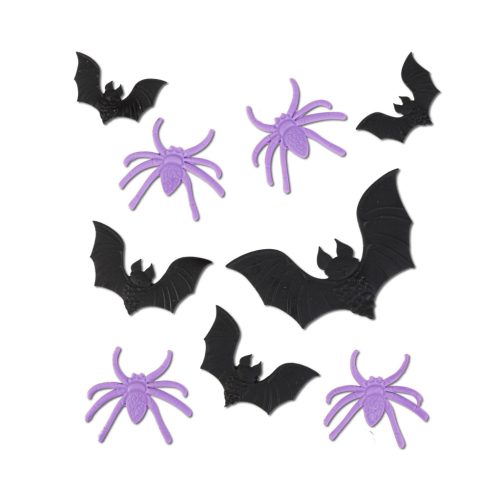 Halloween 3D gél ablakdekoráció - denevér, pók - 30 × 30 cm - 9 db