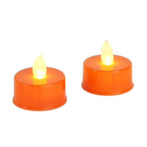 Halloween LED-es teamécses - narancssárga - 2 db