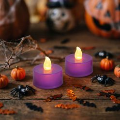 Halloween LED-es teamécses - lila - 2 db