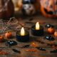 Halloween LED-es teamécses - fekete - 2 db