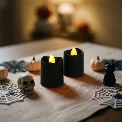 Halloween LED-es gyertya - fekete - 2 db