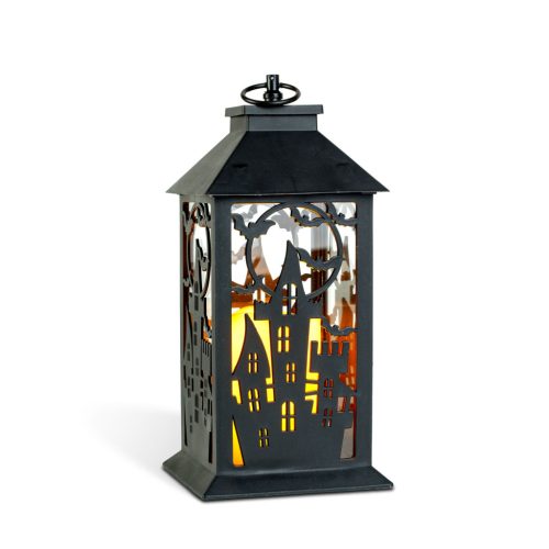 Halloween pislákoló lámpás - kastély - elemes - fekete - 30 × 14 cm