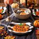 Halloween papírtányér - tök - kerek - 23 cm - 8 db