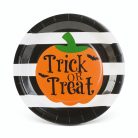 Halloween papírtányér - tök - kerek - 23 cm - 8 db