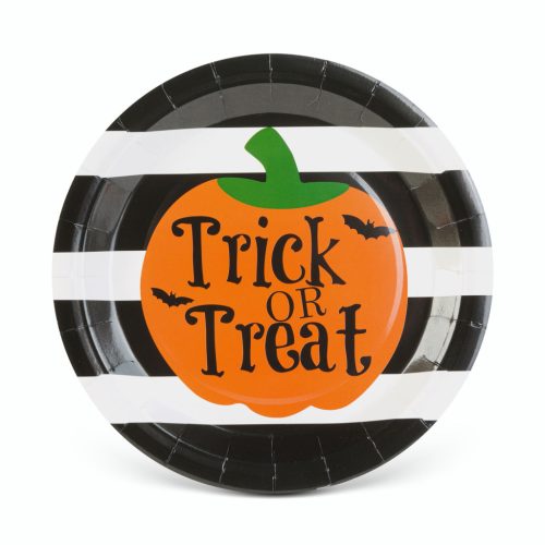 Halloween papírtányér - tök - kerek - 23 cm - 8 db