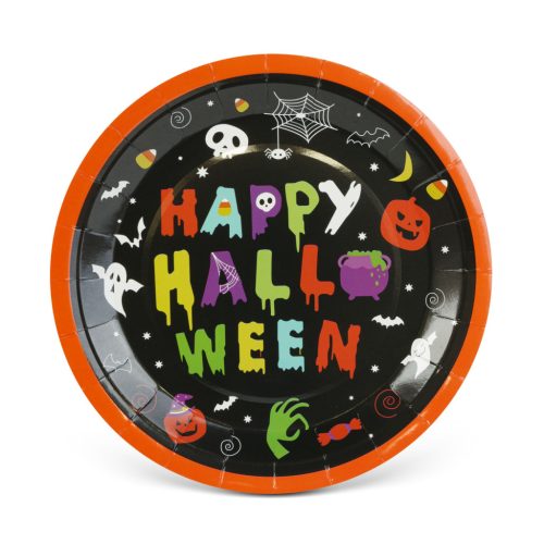 Halloween papírtányér - "Happy Halloween" - kerek - 23 cm - 8 db