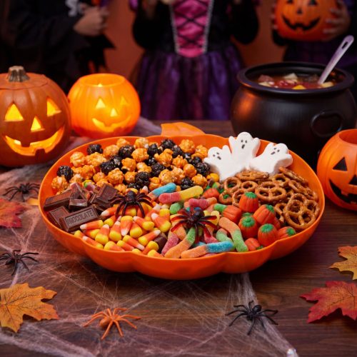 Halloween kínálótál - tök - narancssárga - műanyag - 30 × 27 cm