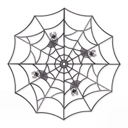Halloween pókháló dekoráció - fekete - 4 db sarokelemmel - 30 × 30 cm