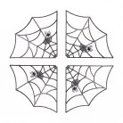 Halloween pókháló dekoráció - fekete - 4 db sarokelemmel - 30 × 30 cm