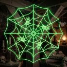 Halloween foszforeszkáló pókháló - zöld - 4 db sarokelemmel - 30 × 30 cm