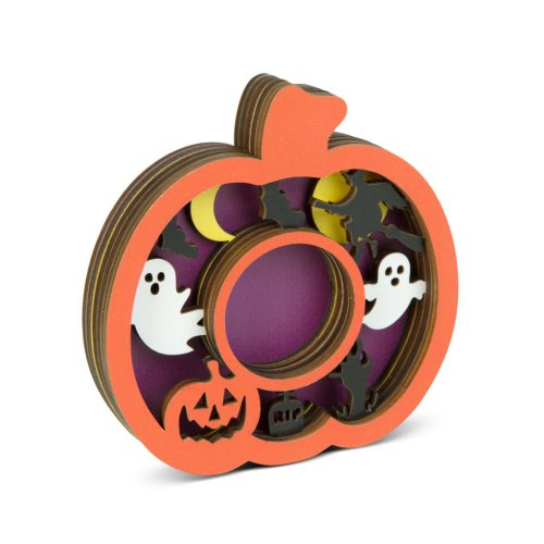 Halloween teamécsestartó - tök - MDF - 11 × 11 × 1,8 cm