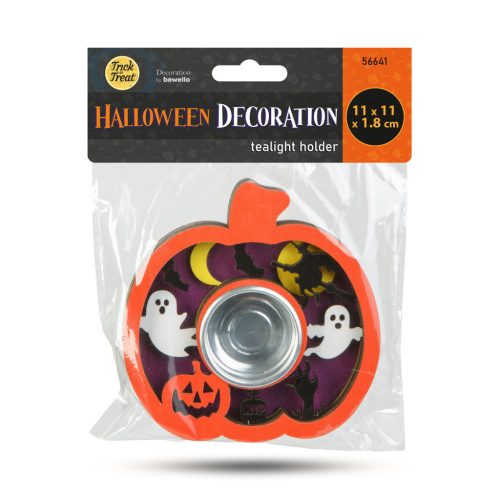 Halloween teamécsestartó - tök - MDF - 11 × 11 × 1,8 cm