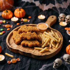   Halloween kínálótál fogantyúval - fa - tök mintás - 26,5 × 20 × 1,5 cm