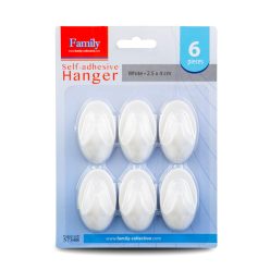   Fehér Öntapadós Akasztó - műanyag - 2,5 x 4 cm - 6 db / csomag
