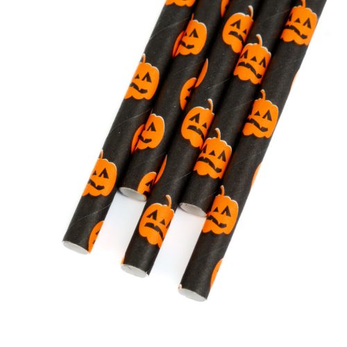 Papír szívószál - halloween - 197 x 6 mm - 25 db