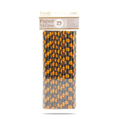 Papír szívószál - halloween - 197 x 6 mm - 25 db