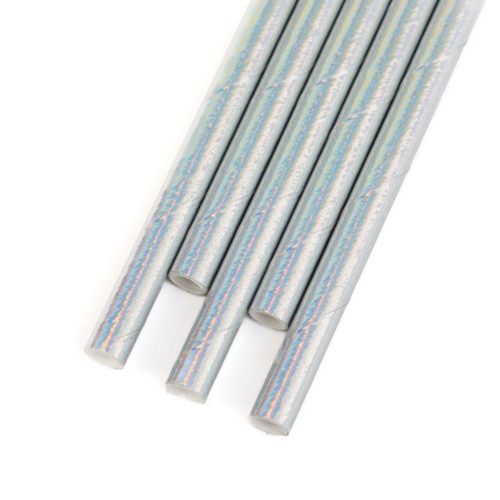 Papír szívószál - irizáló - 197 x 6 mm - 25 db